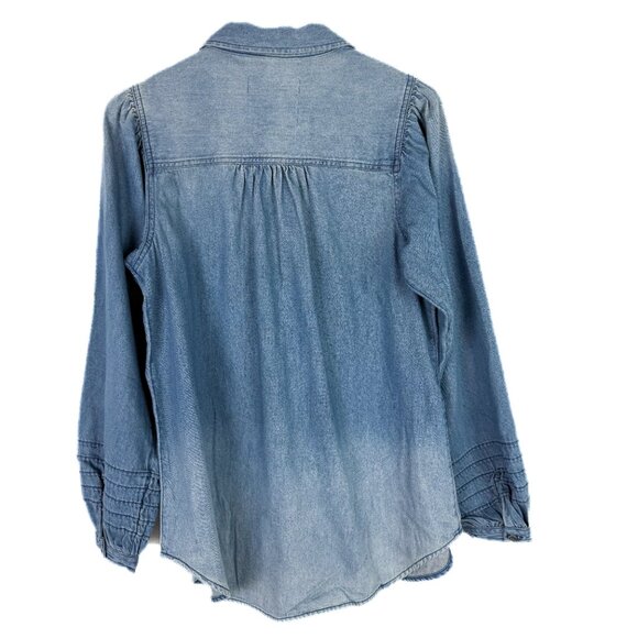 NWT American Eagle Denim Puff Sleeve Relaxed Buttondown Shirt Blue Size Small S - Picture 10 of 12